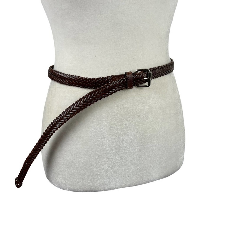 Womens Braided Brown Leather Western Style Belt